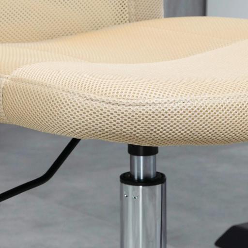 Silla de Escritorio Giratoria sin Brazos Silla de Malla con Altura Ajustable Carga 100 kg 43x56x90-100 cm Beige [5]