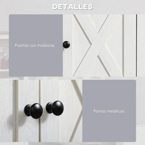 Armario de Pared para Baño Mueble de Baño Colgar con 2 Puertas y Estantes de Almacenamiento 60x19,5x52,5 cm Blanco [4]