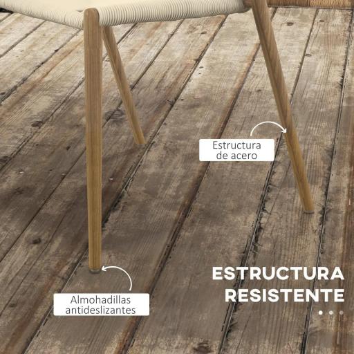 Pack de 2 Sillas de Comedor Moderno con Asiento de Cuerda de Papel Sillas de Cocina Apilables 51x51x71 cm Roble y Crema [5]