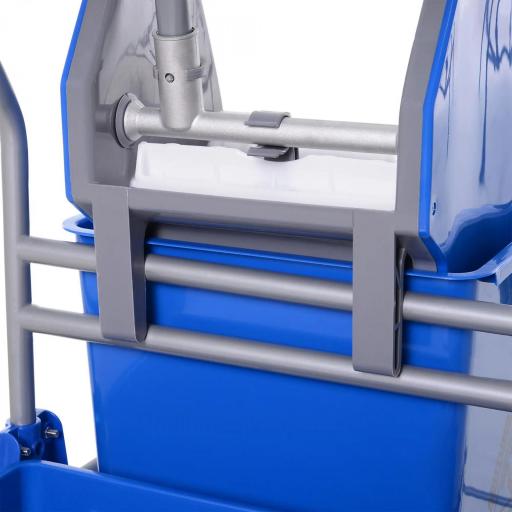 Carro de Limpieza Profesional con Cubo de Fregado Extraíble de 25 Litros y Escurridor de Prensa 72x49,5x95 cm Azul [6]