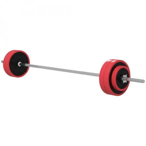 Set de Musculación con 1 Barra y 6 Discos Barra de Pesas 30 kg con Mancuernas para Entrenamiento 170x26x26 cm Rojo [7]