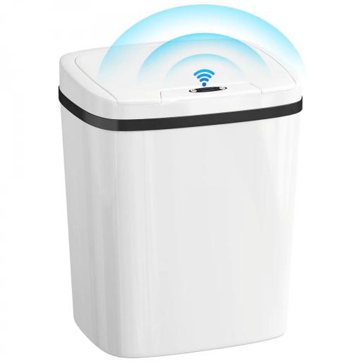 Cubo de Basura Cocina Automático 15 L con Sensor Infrarrojo y Modo Manual Anillo de Retención Antihuellas Blanco [9]