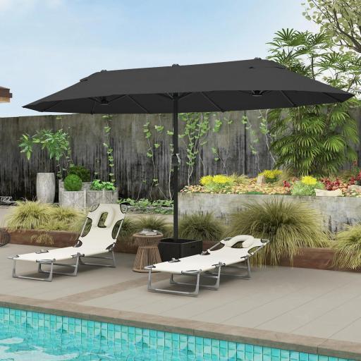 Tumbona Reclinable y Plegable de Jardín con Orificio de Lectura Reposacabezas y Respaldo Ajustable en 5 Niveles para Playa 182x56x28 cm Beige [2]