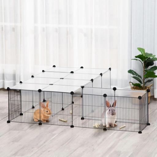 Parque para Mascotas con 27 Paneles y Forma Personalizable para Cobayas Conejos Chinchillas 140x70x70 cm Transparente [0]