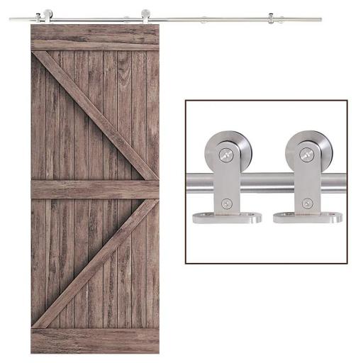 Kit de Herrajes de Acero Inoxidable para Instalación de Puerta Corredera de Madera Ø2,5x200 cm Plata [7]