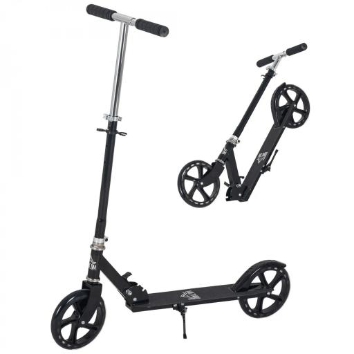 Patinete Plegable para Niños de 7-14 Años Scooter Infantil Manillar Ajustable en Altura de 4 Niveles con Freno 88x37x75-100 cm Negro [8]