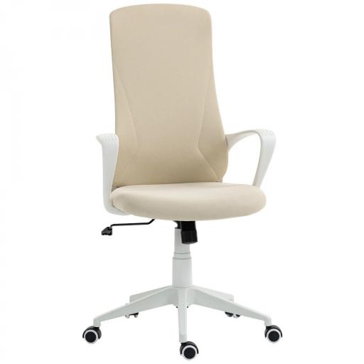 Silla de Oficina Giratoria Altura Ajustable con Reposabrazos Función de Basculante Respaldo Alto 62x56x110-119,5cm Beige [7]