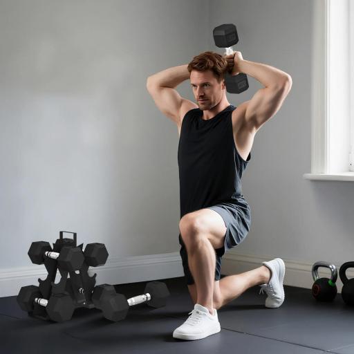 Juego de Mancuernas 2x4kg 2x6kg 2x8kg con Soporte de Almacenamiento para Ejercicio Entrenamiento Negro [5]