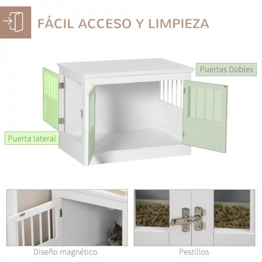 Jaula para Perros Pequeños Mesa Auxiliar Moderna con 3 Puertas Francés con Cierre Magnético 78x53x59,3 cm Blanco [5]