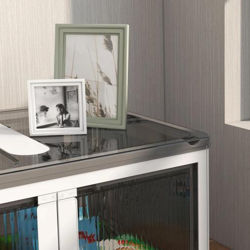 Caja de Almacenamiento Apilable con Tapa 69L de Capacidad Caja Organizadora Plegable con Ruedas 60x42x34 cm Blanco [9]