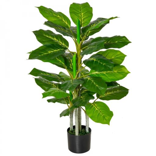 Planta Artificial Hoja Perenne Altura 95 cm con 33 Hojas Realistas en Maceta de Cemento Árbol Artificial para Interior Decoración Salón Oficina Verde [8]
