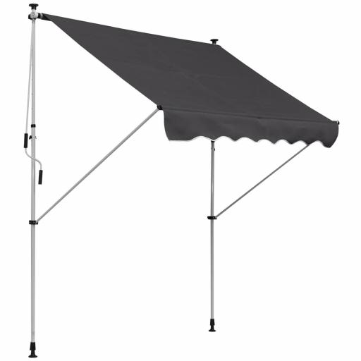 Toldo Manual Retráctil 200x150x170-280 cm para Balcón y Terraza con Altura Ajustable con Manivela Gris [9]