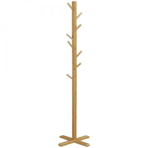 Perchero de Pie de Bambú, Perchero para Ropa con 8 Ganchos, Forma de Árbol, 49,5x49,5x178 cm, Natural [8]