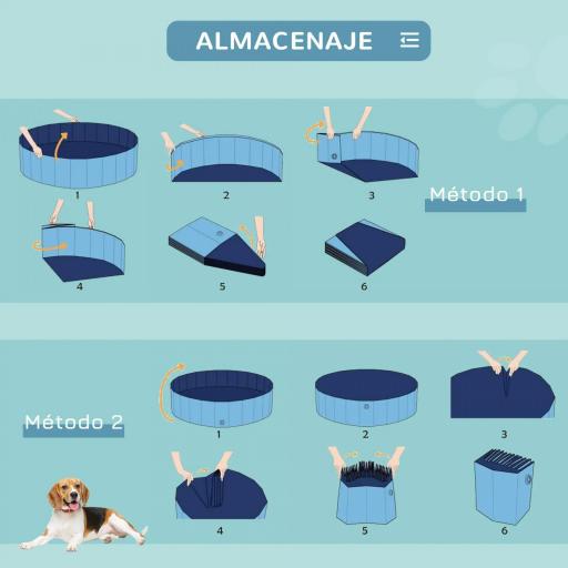 Piscina Plegable para Perros Gatos Ø80x20 cm Bañera Portátil para Mascotas PVC Antideslizante Múltiples Usos Color Azul [4]