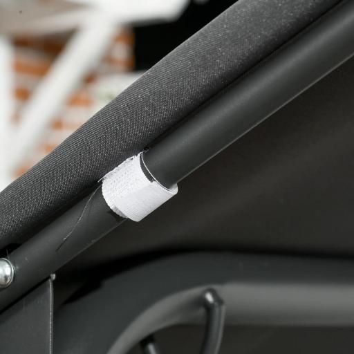 Balancín de Jardín Exterior de 3 Plazas con Toldo Ajustable Asiento de Ratán PE y Reposabrazos 167x112x153 cm Gris [6]