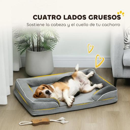 Cama para Perros Medianos Cama para Gatos con Base Antideslizante Funda Extraíble y Lavable 91,5x68,5x16,5 cm Gris [3]