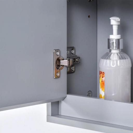 Armario de Baño con Espejo con 2 Puertas y Estante Ajustable Mueble Colgante de Baño para Aseo Estilo Moderno 48x14,5x45 cm Gris [9]