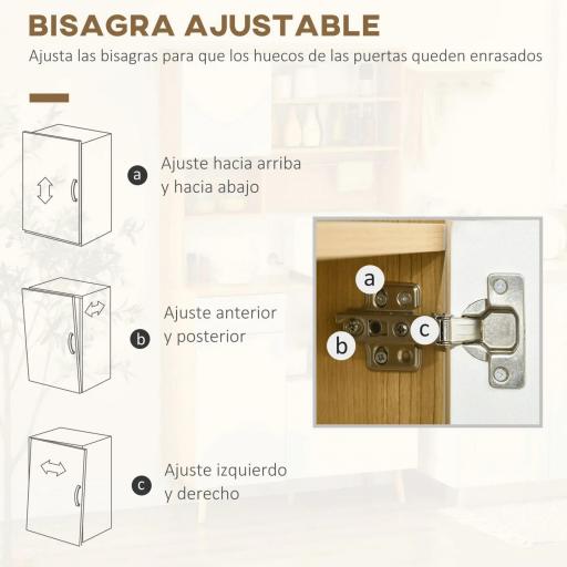 Alacena de Cocina Mueble Auxiliar de Cocina con 3 Puertas Cajón Estante Ajustable y Toallero 93x40x180 cm Natural [4]