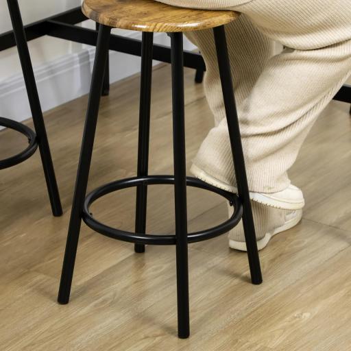 Set de Mesa Bar y 4 Taburetes Muebles Altos con Mesa de 110x50x89,5 cm y Taburetes de Ø30x60,5 cm Negro y Madera [8]