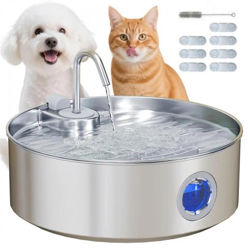 Fuente para Gatos de Acero Inoxidable 7L Fuente de Agua para Mascotas Silencioso Automático con Sistema de Filtros [8]
