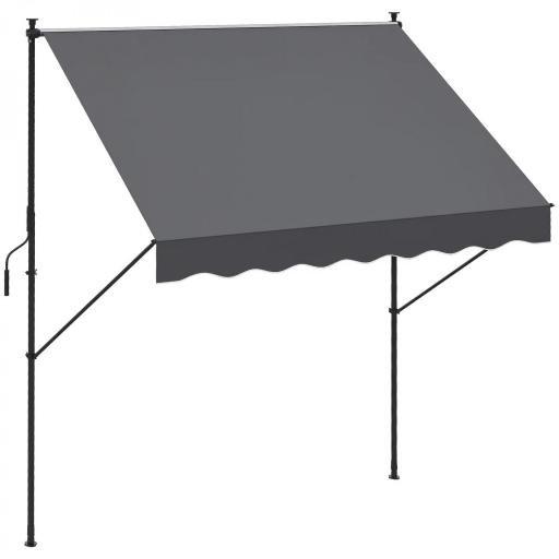 Toldo Manual Retráctil 200x175x210-310 cm Ajustable con Manivela Protección Solar UV40+ para Balcón Terraza Gris [9]