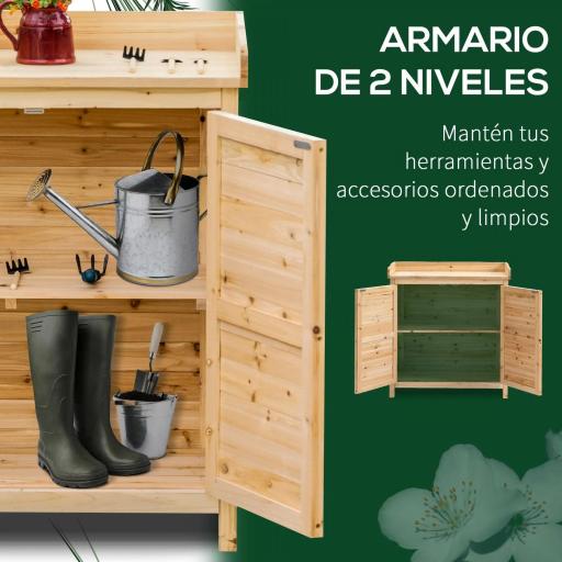 Armario de Jardín de Madera Armario Exterior con 2 Puertas Estante Patas Elevadas para Terraza Patio 83x40x92 cm Natural [3]