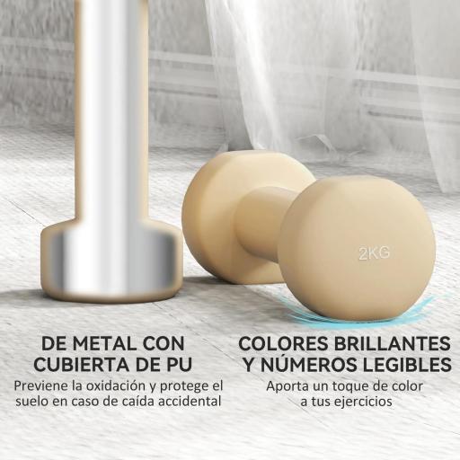 Juego de Mancuernas de 8 Piezas 2x0,5 kg 2x1 kg 2x1,5 kg 2x2 kg Antideslizantes y Estuche de Transporte Multicolor [7]