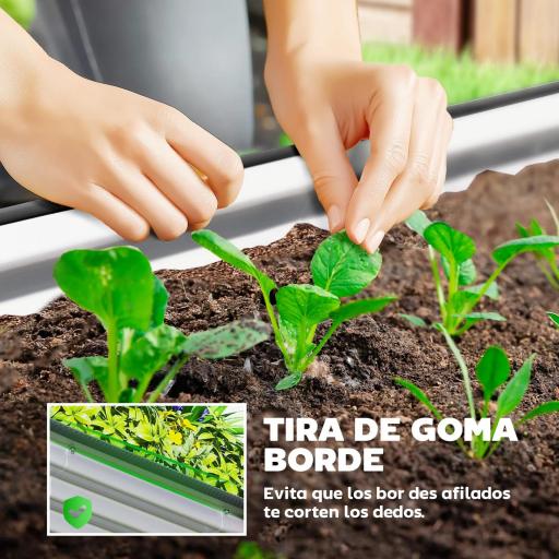 Juego de 2 Jardineras Exterior Grandes de Acero Galvanizado Huertos Urbanos para Terraza Jardín 135x90x30 cm Plateado