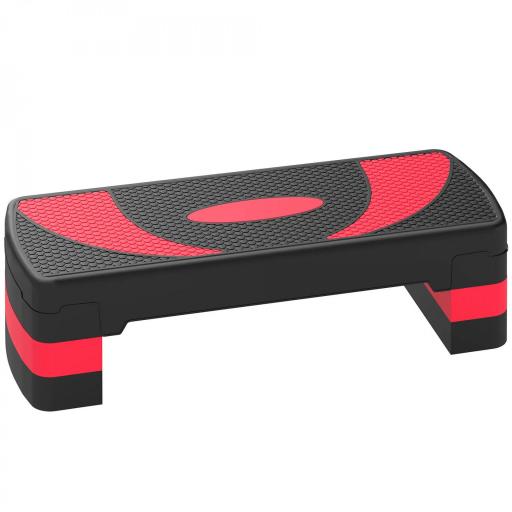 Step de Aeróbic para Fitness Antideslizante con Altura Regulable 3 Niveles 10/15/20 cm Carga 150 kg 80x31x20 cm Rojo [9]
