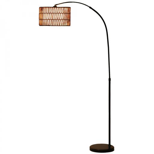 Lámpara de Pie Estilo Linterna con Pantalla de Fibra de Yute y Base de Mármol 93x34x144-175 cm Marrón y Negro [9]