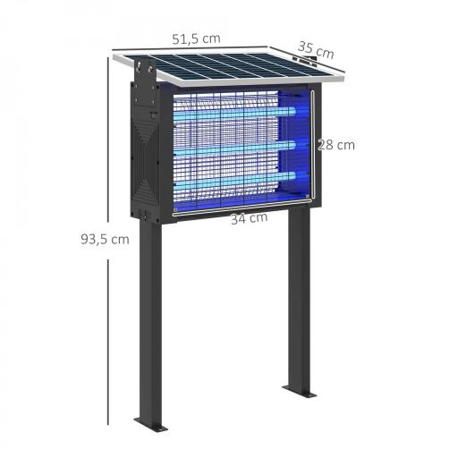 Lámpara Antimosquitos Eléctrica con Luces LED 25W para Exterior Efecto 200 m² con Soporte 51,5x35x93,5 cm Negro [1]