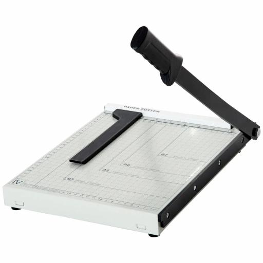 Cortador de Papel A4 Guillotina Profesional para Papelería Fotográfica Oficina Estudio Escuela Capacidad 12 Hojas con Regla Guía Cizalla de Cuchilla 48x26,5x5 cm Blanco [9]