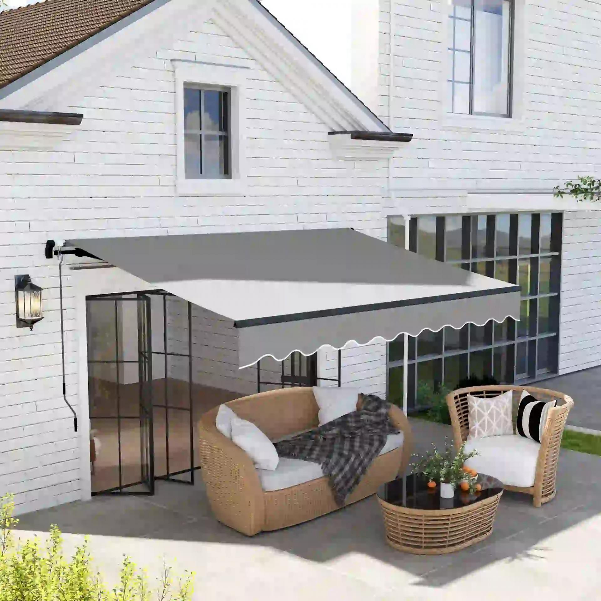 Toldo Retráctil de Aluminio para Ventanas y Puertas con Protección UV30+ y Inclinación Ajustable 360x220 cm Gris