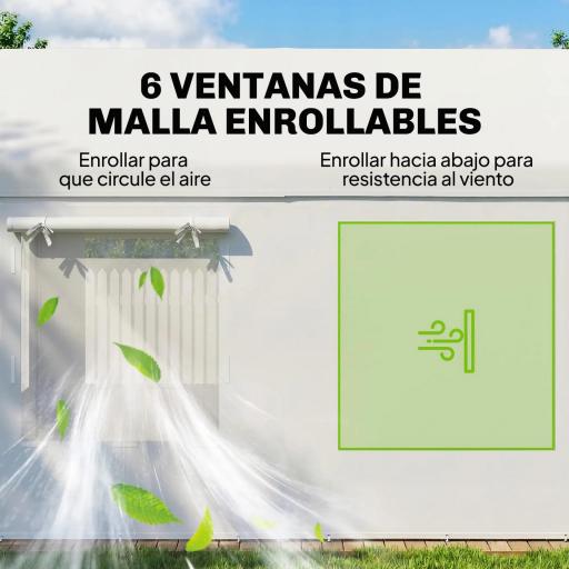 Garaje Exterior para Coche 3x6 m Impermeable de PE Resistente Marco de Acero Galvanizado Altura Ajustable Blanco [2]