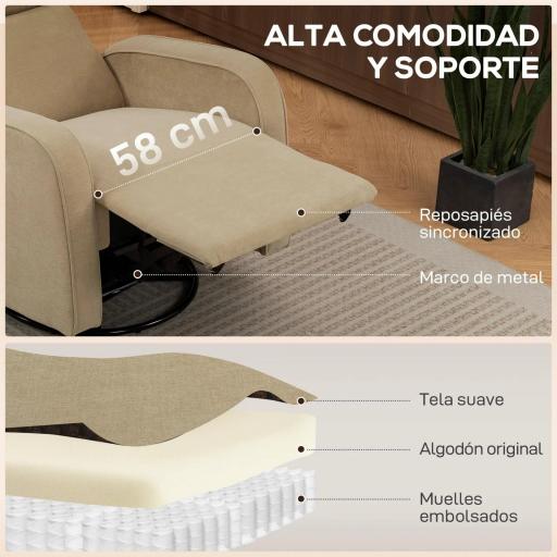 Sillón Relax Reclinable Eléctrico Giratorio y Balancín con Doble Motor Reposacabezas Ajustable Puertos USB Reposapiés [3]