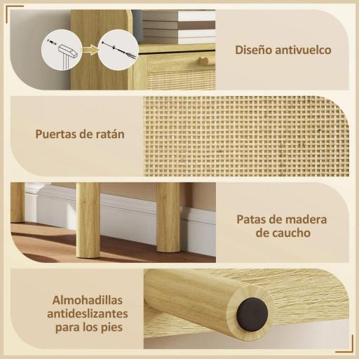 Mueble Zapatero con 3 Cajones Abatibles y Estante Abierto para12-18 Pares de Zapatos 65x24,5x153 cm Roble [3]