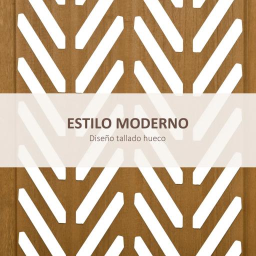 Separador de Ambientes Plegable de 3 Paneles 120x1,7x170 cm Biombo de Madera con Patrones Geométricos Natural [2]