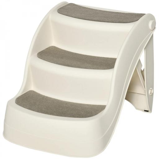 Escalera para Mascotas de 3 Peldaños Plegable Escalón para Perros Gatos para Cama Sofá 49x38x38 cm Crema [9]