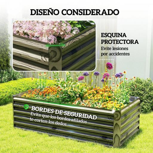 Jardinera Exterior Grande Rectangular de Acero Galvanizado para Terraza con Base Abierta 180x90x57,5 cm Natural [1]