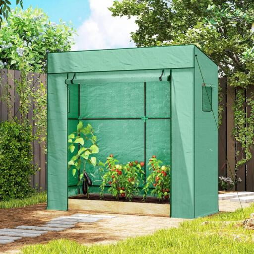 Invernadero de Exterior con Ventanas de Malla y Puerta con Cremallera para Cultivar Plantas Flores 196x77x197 cm Verde [3]