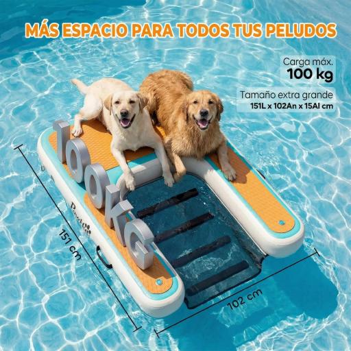 Rampa de Agua Hinchable para Perros para Piscina Barcos Lagos 151x102 cm con Superficie Antideslizante de EVA [3]