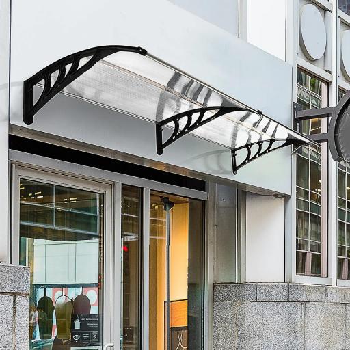 Tejadillo de Protección 195x75 cm Marquesina de Exterior con Paneles de Policarbonato Barras de Aluminio Transparente [7]