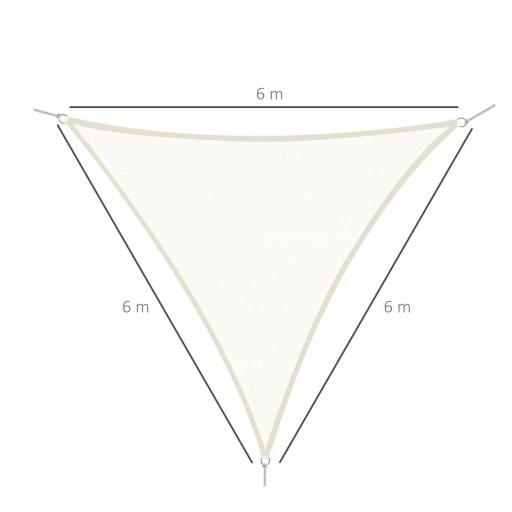 Toldo Vela Triangular 6x6x6 m Vela de Sombra para Jardín Patio Terraza Poliéster Anti UV Color Crema [1]