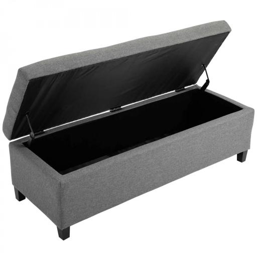 Banco de Almacenamiento Puff de Almacenaje Taburete Tapizado en Lino con Tapa Abatible para Entrada 125x49x41,5 cm Gris [8]