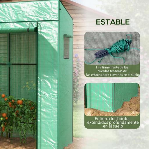 Invernadero de Exterior con Ventanas de Malla y Puerta con Cremallera para Cultivar Plantas Flores 196x77x197 cm Verde [6]