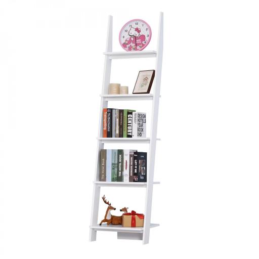 Estantería de Escalera Moderna Estantería para Libros Librería con 5 Estantes para Salón Oficina 50x40x195 cm Blanco [8]