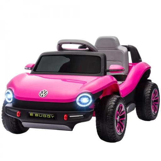 Coche Eléctrico para Niños de +3 Años Volkswagen E-Buggy 12V con Mando a Distancia 2,4 G Ruedas con Suspensión Rosa [12]
