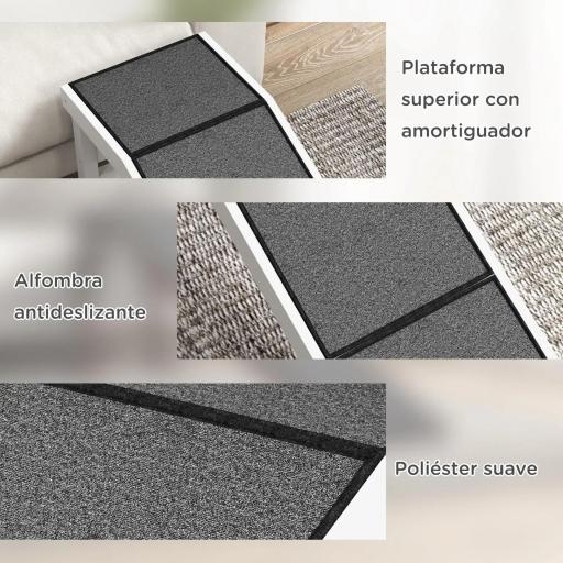Rampa para Mascotas de Madera con Alfombra Antideslizante para Perros Pequeños o Mayores 152x40x50 cm Blanco y Gris [6]