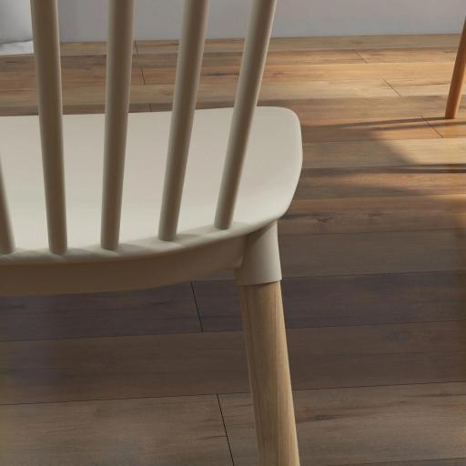 Juego de 4 Sillas de Comedor Estilo Nórdico con Respaldo de Polipropileno y Patas de Madera 48x52,5x83 cm Natural [7]
