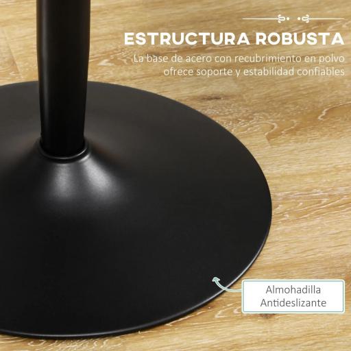 Mesa de Comedor Redonda Mesa de Cocina para 2 Personas con Base de Acero y Almohadillas Antideslizantes Ø70x75 cm Negro [4]